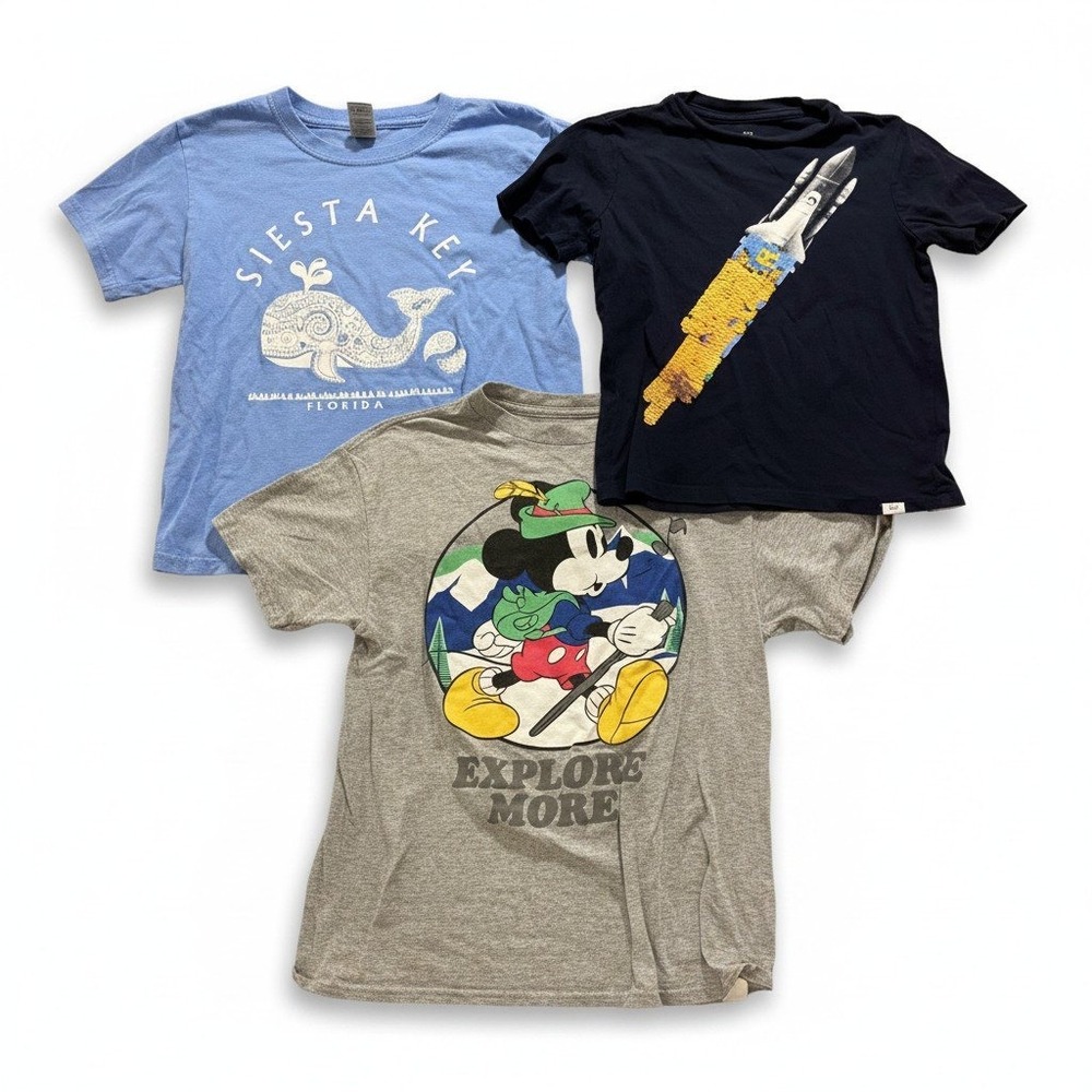 Gap Disney Boys S Blue Gray Navy Graphic T-Shirt Lot 3pc Mickey Casual Vintage